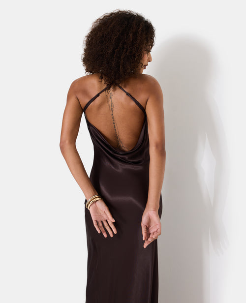 Robe longue en satin col bénitier devant et dos - PIMKIE - 3