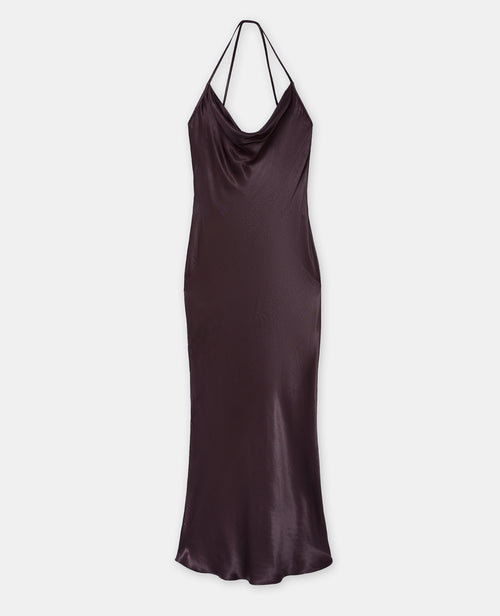 Robe longue en satin col bénitier devant et dos - PIMKIE - 4