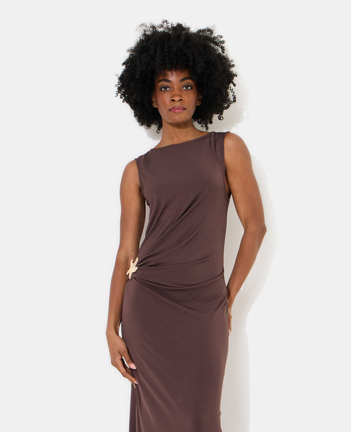 Robe longue maille extensible avec bijou et fronces - PIMKIE - 3