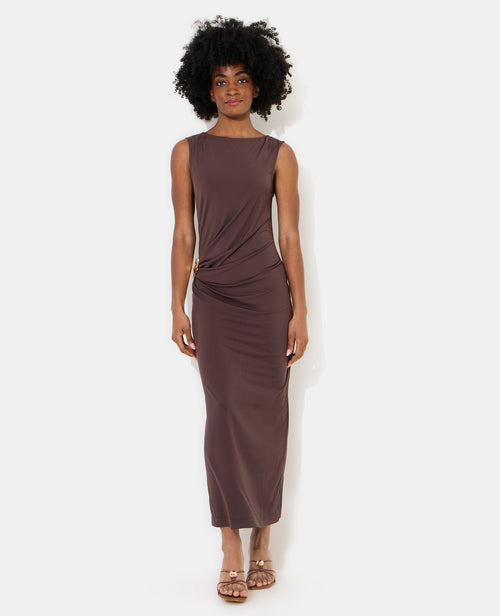 Robe longue maille extensible avec bijou et fronces - PIMKIE - 5