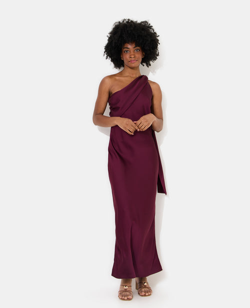 Robe longue asymétrique en satin avec détail bijou - PIMKIE - 5