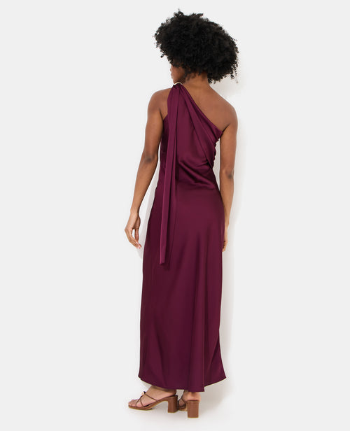 Robe longue asymétrique en satin avec détail bijou - PIMKIE - 6