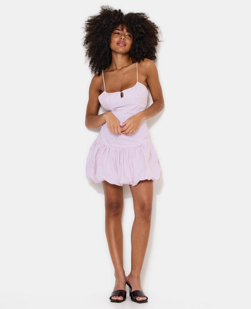 Robe courte rayée avec finition boule - PIMKIE - 1