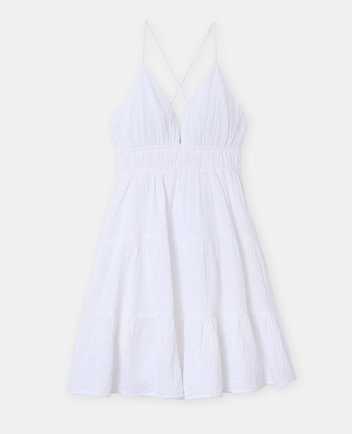 Robe courte dos-nu en gaze de coton - PIMKIE - 4