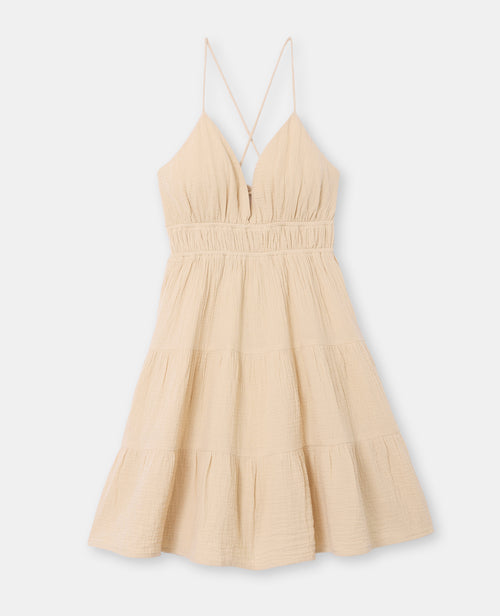 Robe courte dos-nu en gaze de coton - PIMKIE - 4