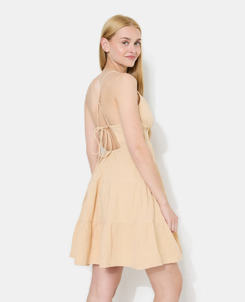 Robe courte dos-nu en gaze de coton - PIMKIE - 6