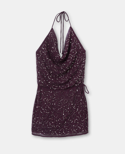 Robe dos-nu en voile avec sequins et perles - PIMKIE - 4