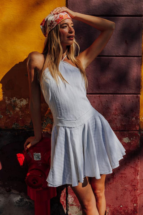 Robe courte dos-nu avec galons dentelle - PIMKIE - 1