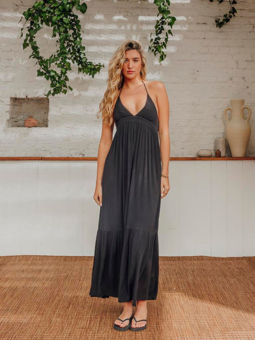 Robe longue évasée avec volant et bretelles fines - PIMKIE - 1