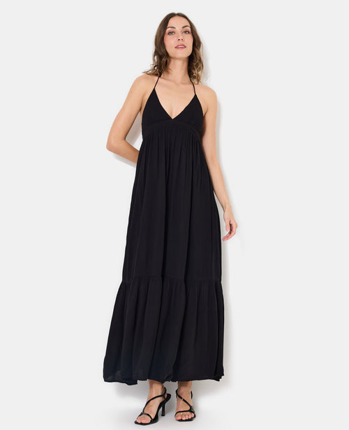 Robe longue évasée avec volant et bretelles fines - PIMKIE - 3
