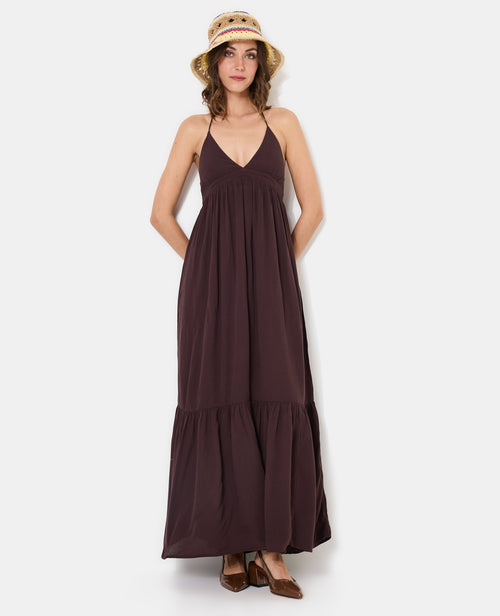 Robe longue évasée avec volant et bretelles fines - PIMKIE - 1