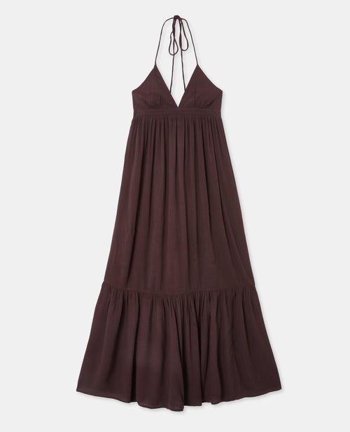 Robe longue évasée avec volant et bretelles fines - PIMKIE - 4