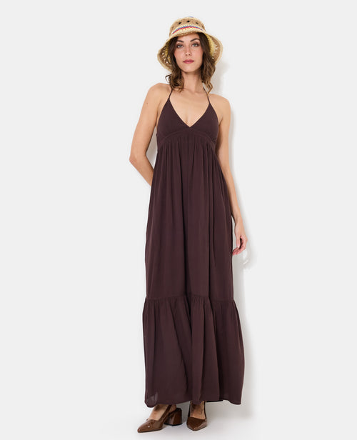 Robe longue évasée avec volant et bretelles fines - PIMKIE - 5