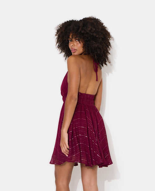 Robe courte dos-nu en voile rayé avec lurex - PIMKIE - 6