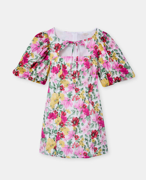 Robe courte manches ballons motif fleurs - PIMKIE - 4