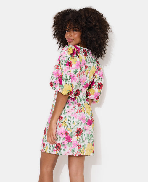 Robe courte manches ballons motif fleurs - PIMKIE - 6