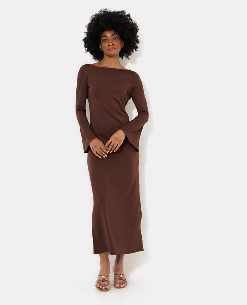 Robe longue dos nu avec manches flare - PIMKIE - 1