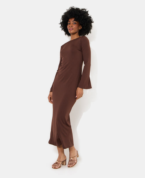 Robe longue dos nu avec manches flare - PIMKIE - 3