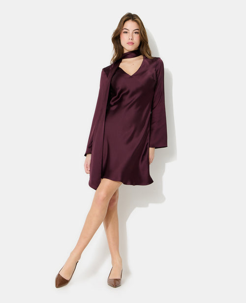 Robe satin col V avec écharpe intégrée - PIMKIE - 1