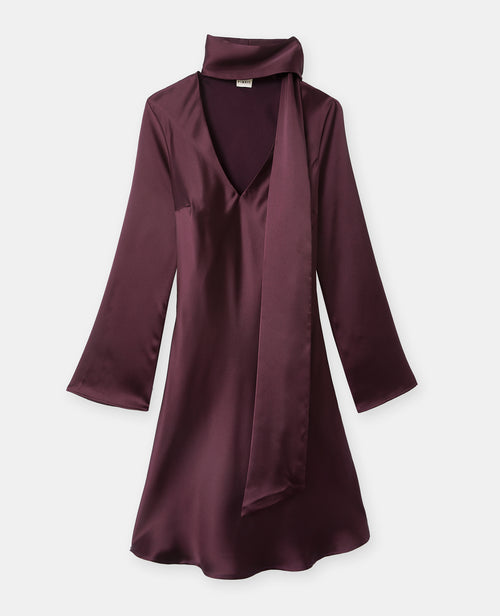 Robe satin col V avec écharpe intégrée - PIMKIE - 4