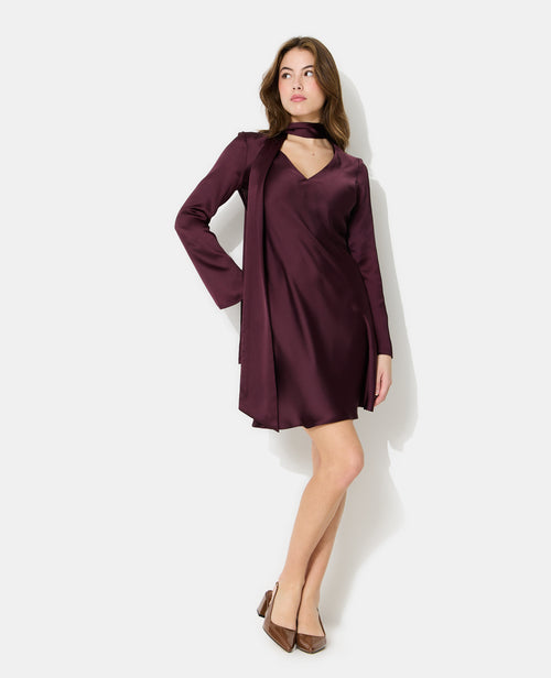 Robe satin col V avec écharpe intégrée - PIMKIE - 5