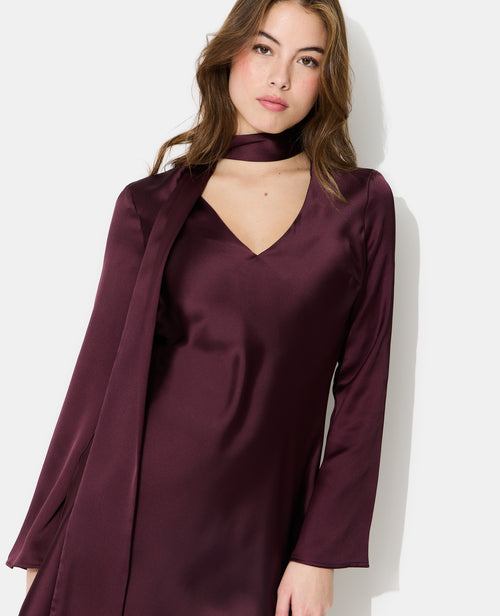 Robe satin col V avec écharpe intégrée - PIMKIE - 1