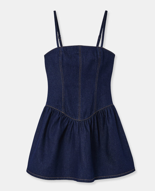 Robe courte en jean à bretelles - PIMKIE - 4
