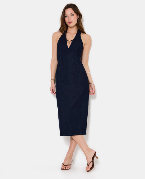 Robe moulante en jean stretch avec détail bijou - PIMKIE - 3