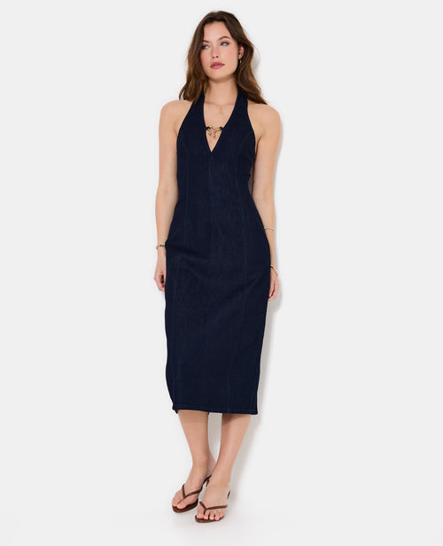 Robe moulante en jean stretch avec détail bijou - PIMKIE - 5