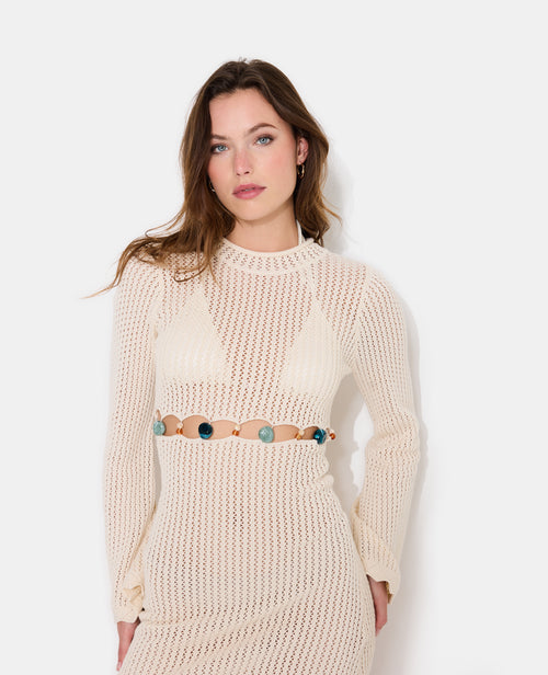 Robe courte en maille ajourée avec pierres - PIMKIE - 2