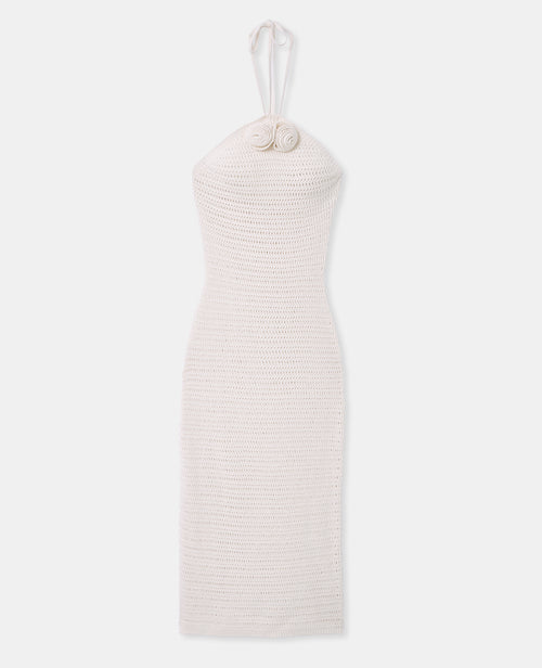 Robe longue dos-nu en maille ajourée avec fleurs - PIMKIE - 4