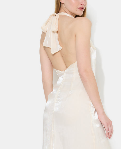 Robe longue dos-nu en satin avec pans à nouer - PIMKIE - 2