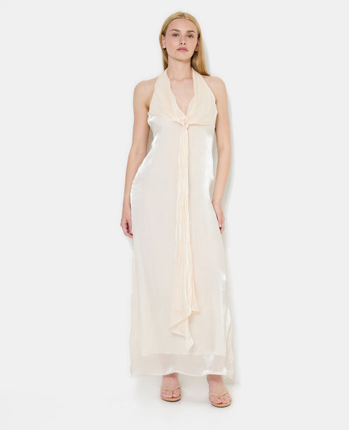 Robe longue dos-nu en satin avec pans à nouer - PIMKIE - 3