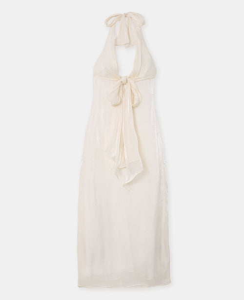 Robe longue dos-nu en satin avec pans à nouer - PIMKIE - 4