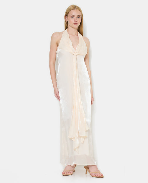 Robe longue dos-nu en satin avec pans à nouer - PIMKIE - 5