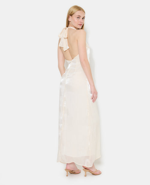 Robe longue dos-nu en satin avec pans à nouer - PIMKIE - 6