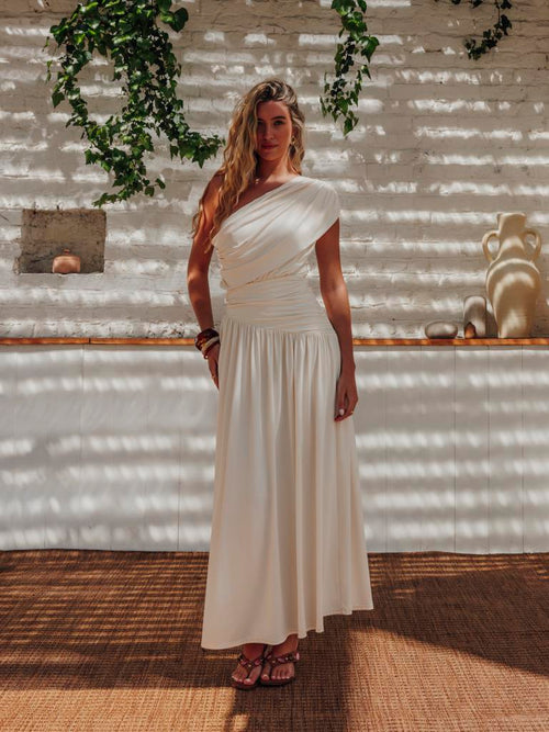 Robe longue asymétrique avec fronces et drapés - PIMKIE - 1