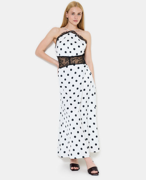 Robe longue à pois avec empiècements dentelle - PIMKIE - 3