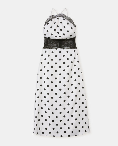 Robe longue à pois avec empiècements dentelle - PIMKIE - 4