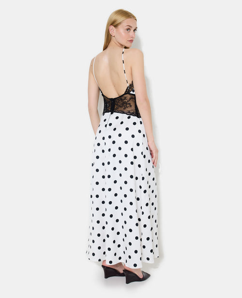 Robe longue à pois avec empiècements dentelle - PIMKIE - 6