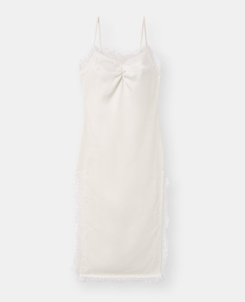 Robe longue en satin avec dentelle et fentes côtés - PIMKIE - 4