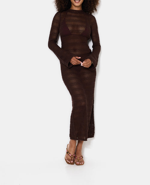 Robe longue dos-nu en maille ajourée - PIMKIE - 3