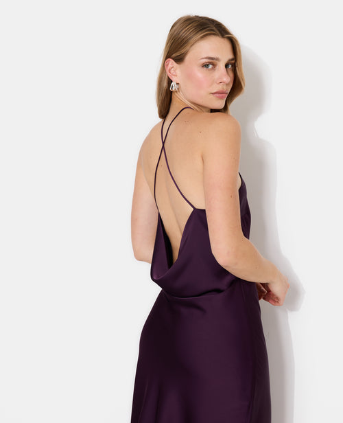 Robe longue en satin avec col bénitier dos - PIMKIE - 3