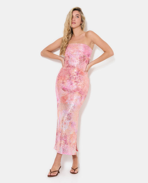 Robe bustier avec sequins et fente - PIMKIE - 5