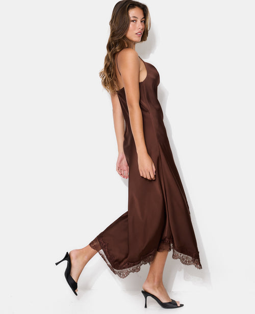 Robe longue satin avec galons dentelle - PIMKIE - 1