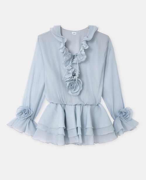 Robe courte en voile avec volants et fleurs - PIMKIE - 4