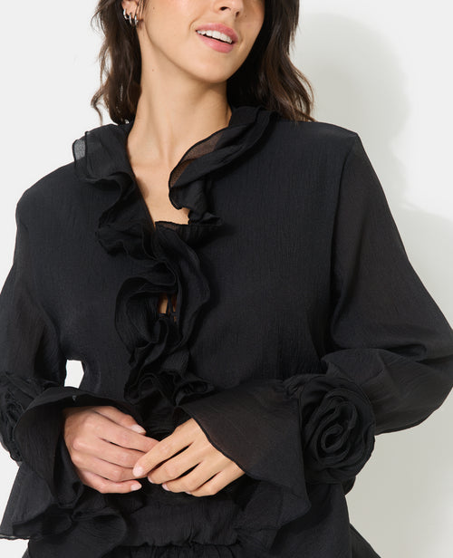 Robe courte en voile avec volants et fleurs - PIMKIE - 2