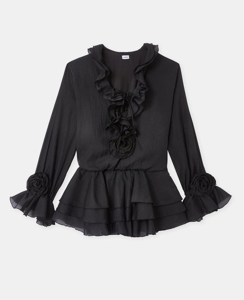Robe courte en voile avec volants et fleurs - PIMKIE - 4