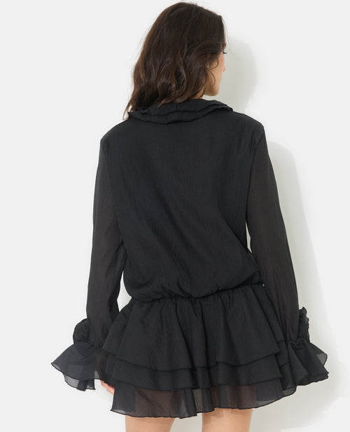 Robe courte en voile avec volants et fleurs - PIMKIE - 6