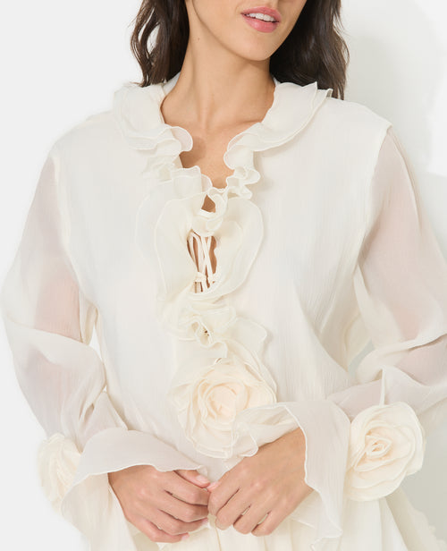 Robe courte en voile avec volants et fleurs - PIMKIE - 2